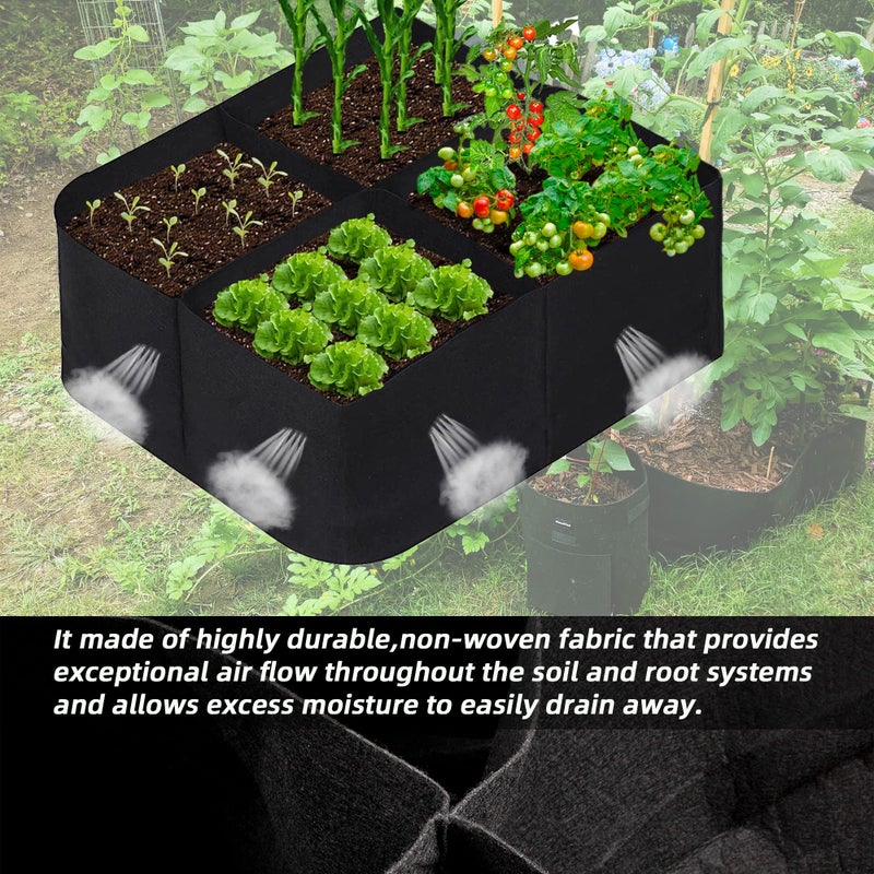 CJGQ Fabric Raised Garden Beds Outdoor  2X2 Ft 4 Grids Plant Grow Bags Vegetables Planter Raised Bed for Growing Potatoes Flowers  Square Plant Growing Container Bags for Outdoor Indoor - Image 3